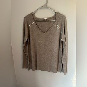 Vila Milano, Women’s pullover sweater gray v-neck with Embellished, size‎ L